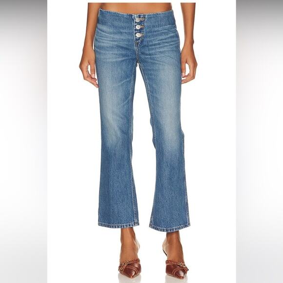 Re/Done Button Fly Crop Bootcut Jeans Size 26 - Picture 1 of 5